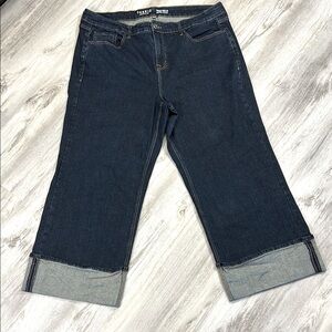 Torrid Perfect Wide-Leg Vintage Stretch Denim Cuffed Dark Blue Trouser Jeans 20S
